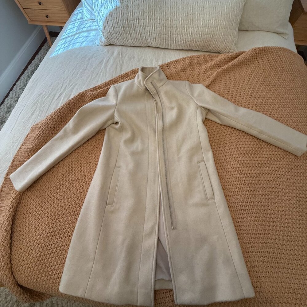 Old Navy Soft-Brushed Funnel Neck Coat in, Cream